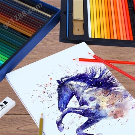 H&B水溶性72色彩铅121件彩色铅笔套装批发素描画笔印刷logo手工盒