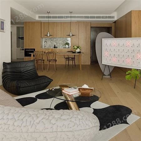 羊毛黑白极简客厅艺术地毯茶几毯北欧现代卧室床边毯设计师原创
