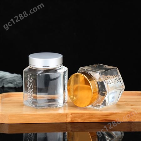 简约浮雕带盖密封玻璃瓶 耐热耐高温燕窝瓶密封蜂蜜瓶透明